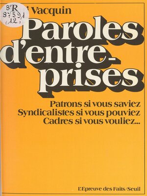 cover image of Paroles d'entreprises